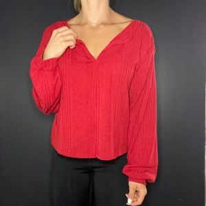 Red Long Sleeve Blouse